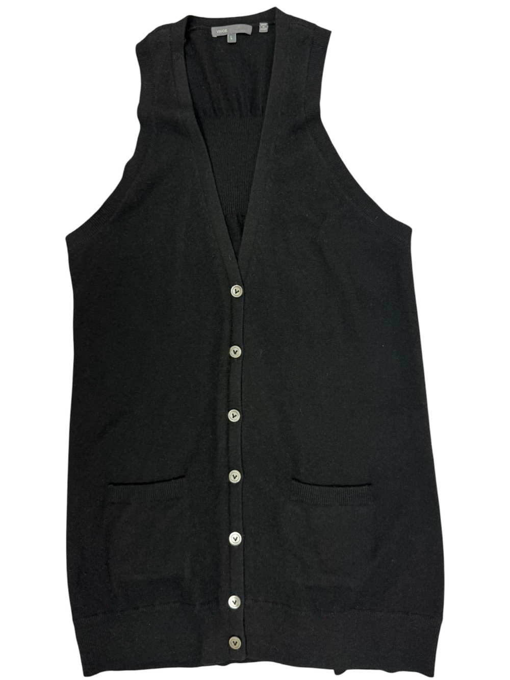 VINCE 100% Cashmere Cardigan Vest Black sz L